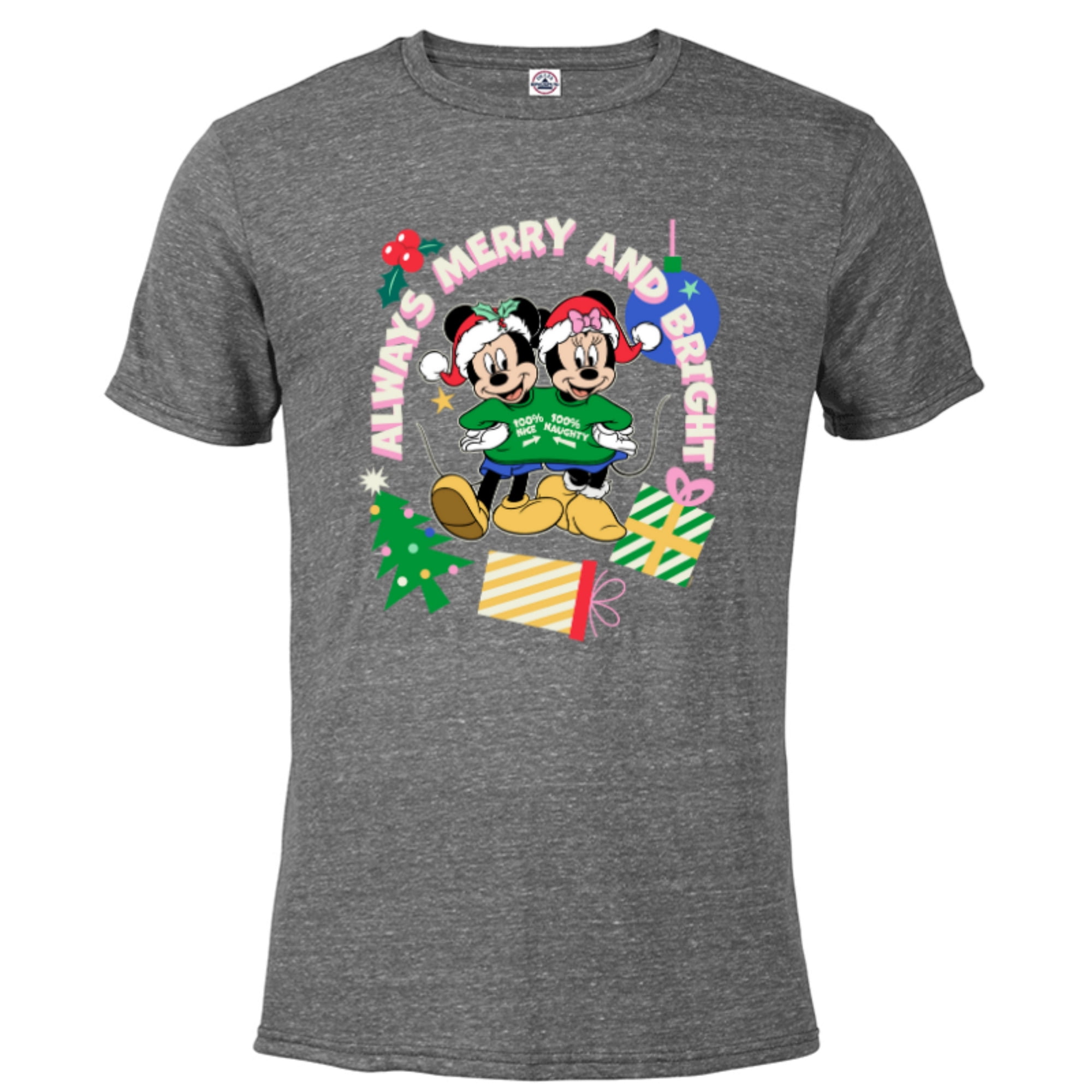 Disney Mickey & Minnie Christmas Always Merry & Bright Short Sleeve Blended TShirt for Adults
