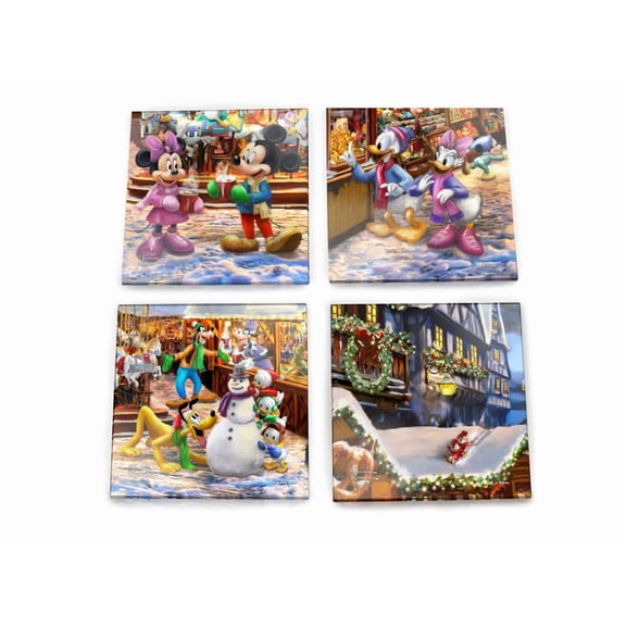 Disney (Mickey & Minnie Christmas Market) StarFire Prints Glass Coaster Set