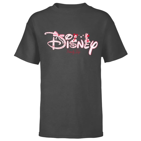 Disney Mickey & Minnie Coquette Valentine's Cute Family Trip - Short Sleeve T-Shirt for Kids - Customized-Charcoal Heather