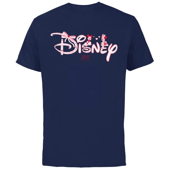 Disney Mickey & Minnie Coquette Valentine's Day 2026 Trip - Short Sleeve Cotton T-Shirt for Adults - Customized-Navy