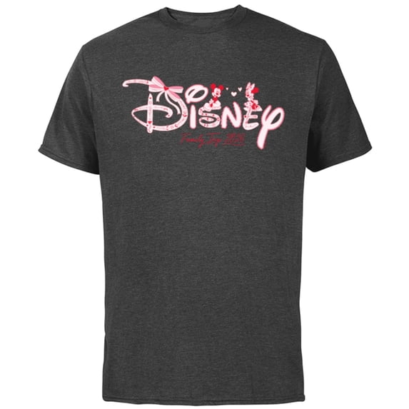 Disney Mickey & Minnie Coquette Valentine's Family Trip 2026 - Short Sleeve Cotton T-Shirt for Adults - Customized-Charcoal