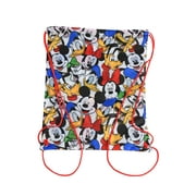 Disney Mickey Minnie Donald Goofy Pluto Drawstring Tote Sling Bag White