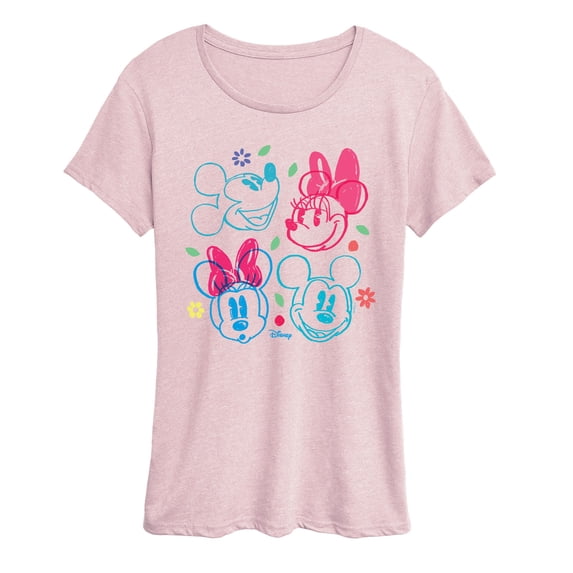 Disney - Mickey Minnie Faces Grid - Women's Short Sleeve Graphic T-Shirt