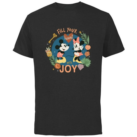 Disney Mickey & Minnie Fill Your Heart with Joy - Short Sleeve Cotton T-Shirt for Adults - Customized-Black