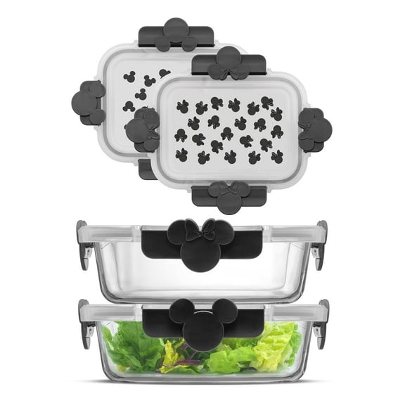 Disney Mickey & Minnie Food Storage Containers, Set of 2, Black