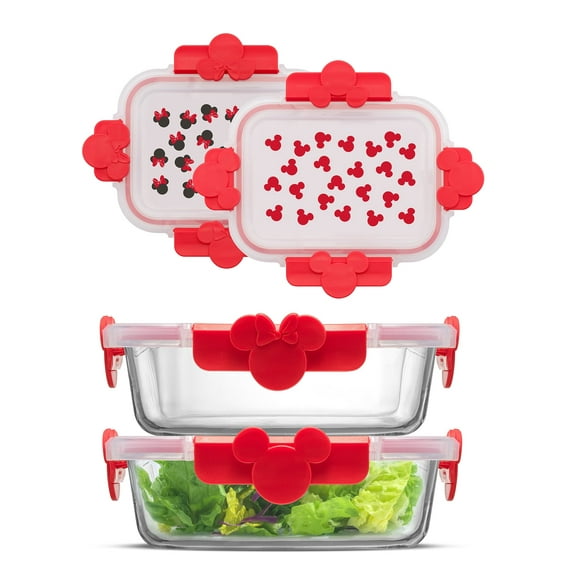 Disney Mickey & Minnie Food Storage Containers, Set of 2, Red