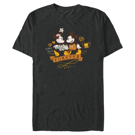 Disney Mickey + Minnie Forever Love Stroll Valentine’s Day - Short Sleeve Blended T-Shirt for Adults - Customized-Dark Heather