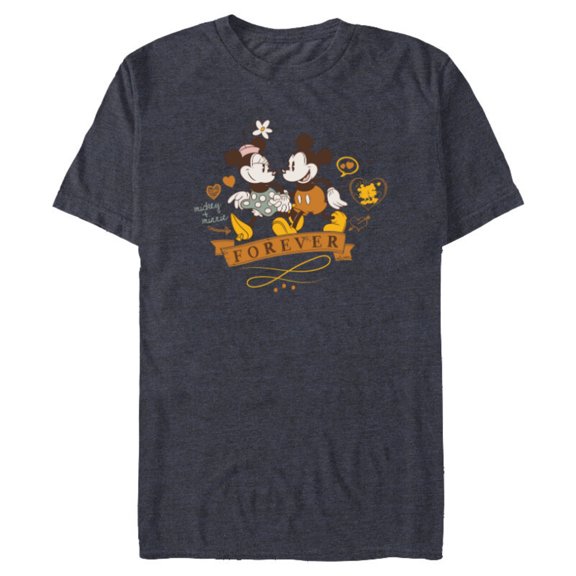 Disney Mickey + Minnie Forever Love Stroll Valentine’s Day - Short Sleeve Blended T-Shirt for Adults - Customized-Navy Heather