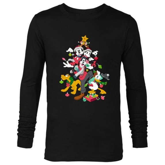 Disney Mickey Minnie Goofy Pluto Chip Dale Christmas Tree - Long Sleeve T-Shirt for Men – Customized-Black