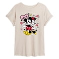 thumbnail image 1 of Disney - Mickey Minnie Heart - Juniors Oversized Graphic T-Shirt, 1 of 4