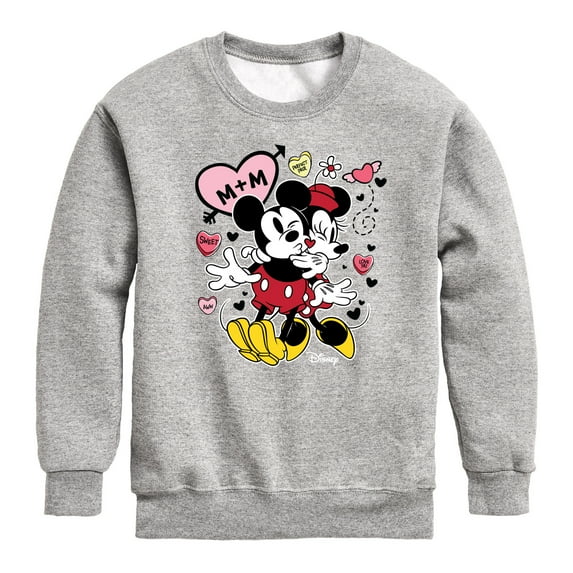 Disney - Mickey Minnie Heart - Toddler & Youth Crewneck Fleece Sweatshirt