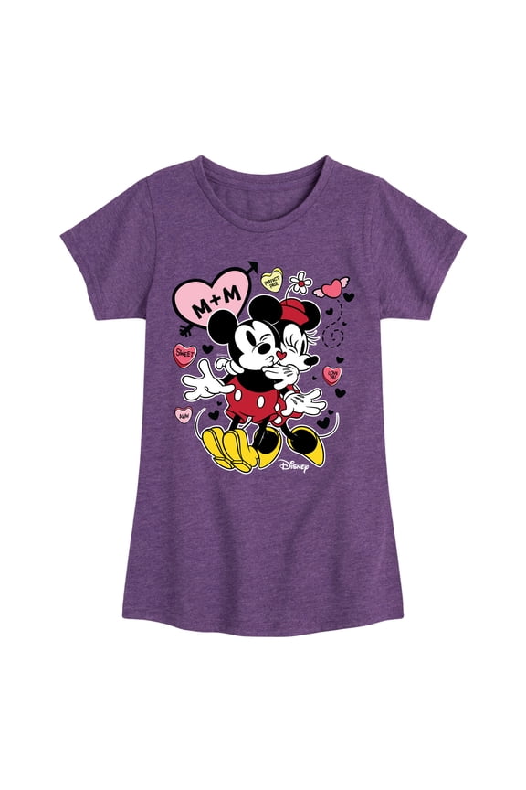 - Mickey Minnie Heart - Toddler & Youth Girls Short Sleeve Graphic T-Shirt
