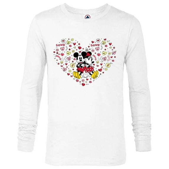 Disney Mickey & Minnie Heart of Love Valentine’s Day Retro - Long Sleeve T-Shirt for Men - Customized-White
