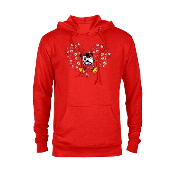 Disney Mickey & Minnie Heart of Love Valentine’s Day Retro - Pullover Hoodie for Adults - Customized-Red
