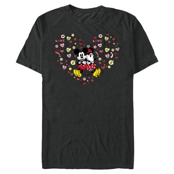 Disney Mickey & Minnie Heart of Love Valentine’s Day Retro - Short Sleeve Blended T-Shirt for Adults - Customized-Dark Heather