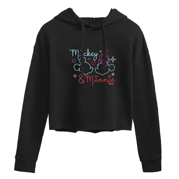 Disney - Mickey & Minnie - Highlight Love - Juniors Cropped Pullover Hoodie