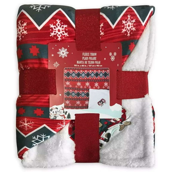 Disney Mickey Minnie Holiday Sweater Pattern Christmas Fleece Throw Blanket New
