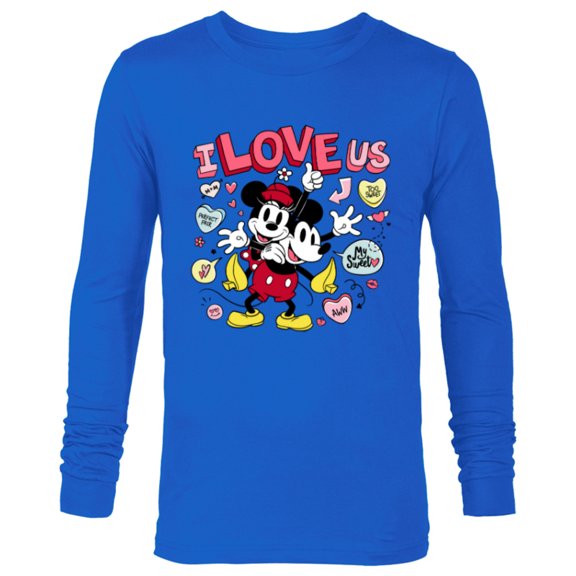 Disney Mickey & Minnie I Love Us Valentine’s Day Retro - Long Sleeve T-Shirt for Men - Customized-Navy