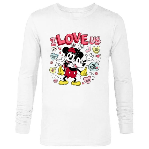 Disney Mickey & Minnie I Love Us Valentine’s Day Retro - Long Sleeve T-Shirt for Men - Customized-White