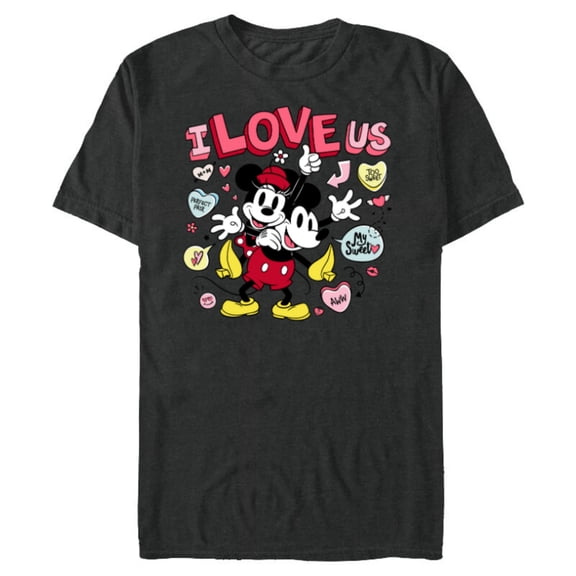 Disney Mickey & Minnie I Love Us Valentine’s Day Retro - Short Sleeve Blended T-Shirt for Adults - Customized-Dark Heather