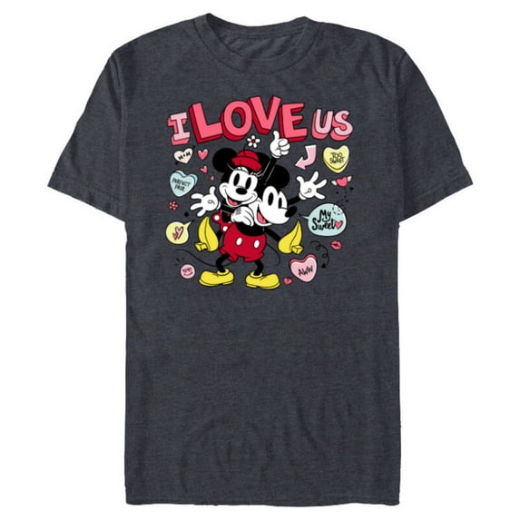 Disney Mickey & Minnie I Love Us Valentine’s Day Retro - Short Sleeve Blended T-Shirt for Adults - Customized-Navy Heather