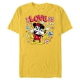 thumbnail image 1 of Disney Mickey & Minnie I Love Us Valentine’s Day Retro - Short Sleeve Blended T-Shirt for Adults - Customized-Yellow, 1 of 5