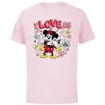 thumbnail image 1 of Disney Mickey & Minnie I Love Us Valentine’s Day Retro - Short Sleeve Cotton T-Shirt for Adults - Customized-Soft Pink, 1 of 5