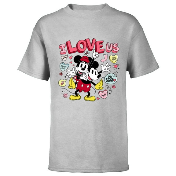 Disney Mickey & Minnie I Love Us Valentine’s Day Retro - Short Sleeve T-Shirt for Kids - Customized-Athletic Heather