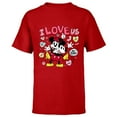 thumbnail image 1 of Disney Mickey & Minnie I Love Us Valentine’s Day Retro - Short Sleeve T-Shirt for Kids - Customized-Red, 1 of 5