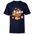 thumbnail image 1 of Disney Mickey & Minnie Ice Skating Gingerbread Holiday - Short Sleeve T-Shirt for Kids - Customized-Navy, 1 of 5