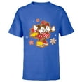 thumbnail image 1 of Disney Mickey & Minnie Ice Skating Gingerbread Holiday - Short Sleeve T-Shirt for Kids - Customized-Royal, 1 of 5