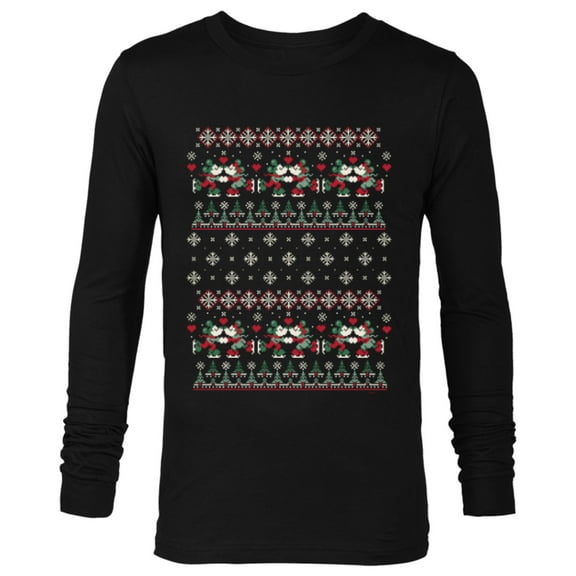 Disney Mickey & Minnie Ice Skating Ugly Christmas Sweater - Long Sleeve T-Shirt for Men - Customized-Black