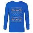 thumbnail image 1 of Disney Mickey & Minnie Ice Skating Ugly Christmas Sweater - Long Sleeve T-Shirt for Men - Customized-Navy, 1 of 5