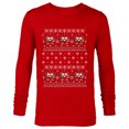 thumbnail image 1 of Disney Mickey & Minnie Ice Skating Ugly Christmas Sweater - Long Sleeve T-Shirt for Men - Customized-New Red, 1 of 5