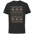 thumbnail image 1 of Disney Mickey & Minnie Ice Skating Ugly Christmas Sweater - Short Sleeve Cotton T-Shirt for Adults - Customized-Black, 1 of 5