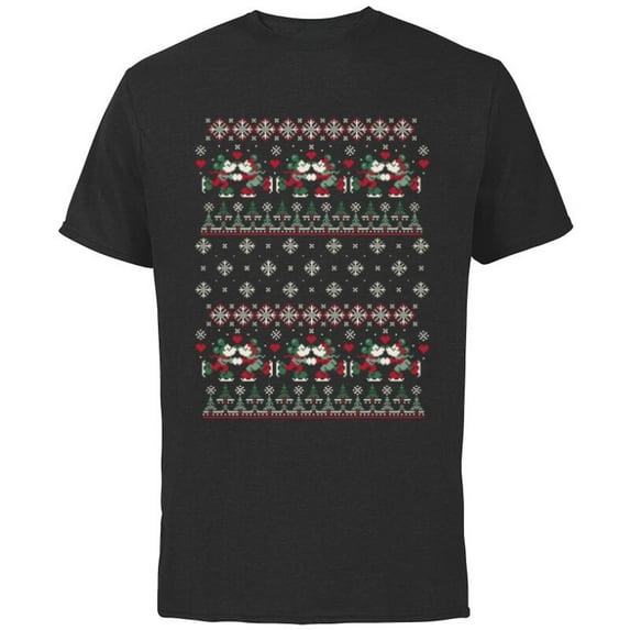 Disney Mickey & Minnie Ice Skating Ugly Christmas Sweater - Short Sleeve Cotton T-Shirt for Adults - Customized-Black