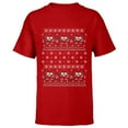 thumbnail image 1 of Disney Mickey & Minnie Ice Skating Ugly Christmas Sweater - Short Sleeve T-Shirt for Kids - Customized-Red, 1 of 5