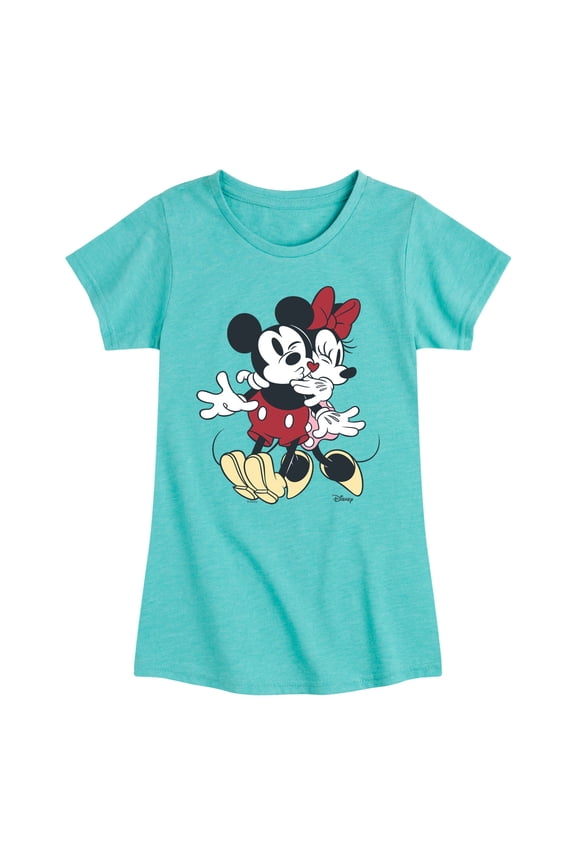 - Mickey Minnie Kiss - Youth Girls Fitted Short Sleeve T-Shirt