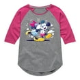 thumbnail image 1 of Disney - Mickey Minnie Kiss - Youth Girls Raglan Graphic T-Shirt, 1 of 5