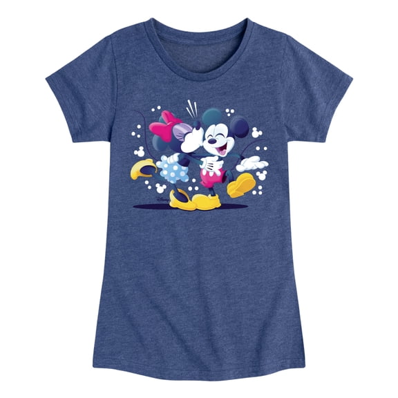 Disney - Mickey Minnie Kiss - Youth Girls Short Sleeve Graphic T-Shirt