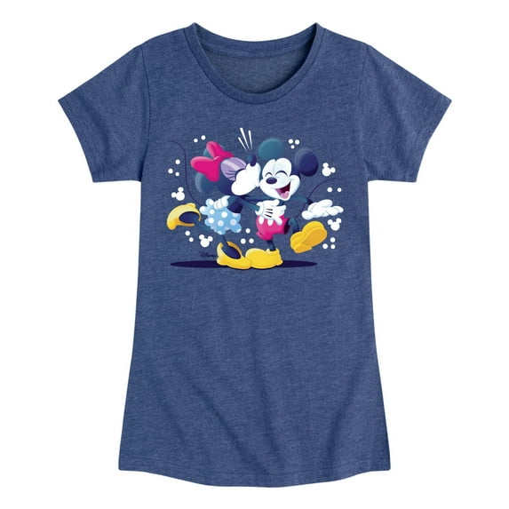 Disney - Mickey Minnie Kiss - Youth Girls Short Sleeve Graphic T-Shirt