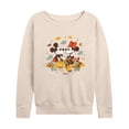 thumbnail image 1 of Disney - Mickey Minnie Leaf Pile - Women's Lightweight French Terry Long Sleeve Shirt, 1 of 5