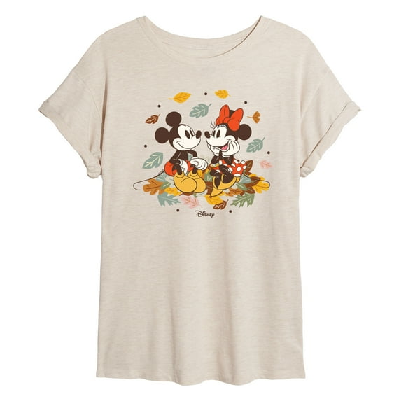 Disney - Mickey Minnie Leaf Pile - Women's Oversized T-Shirt