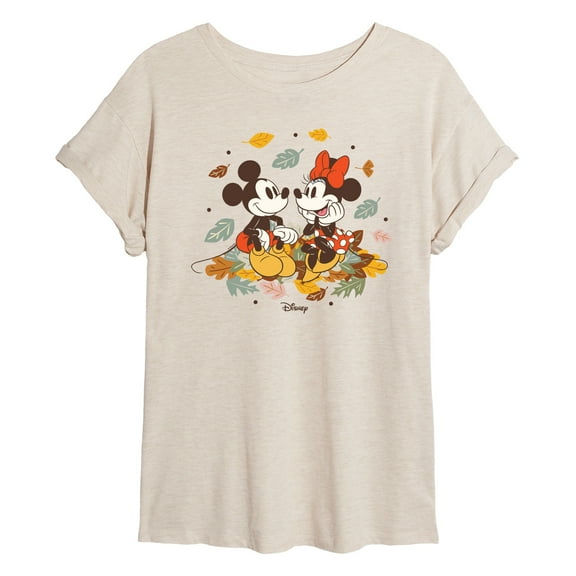 Disney - Mickey Minnie Leaf Pile - Women's Oversized T-Shirt