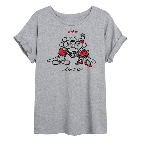 Disney - Mickey Minnie Love Sketch - Women's Oversized T-Shirt