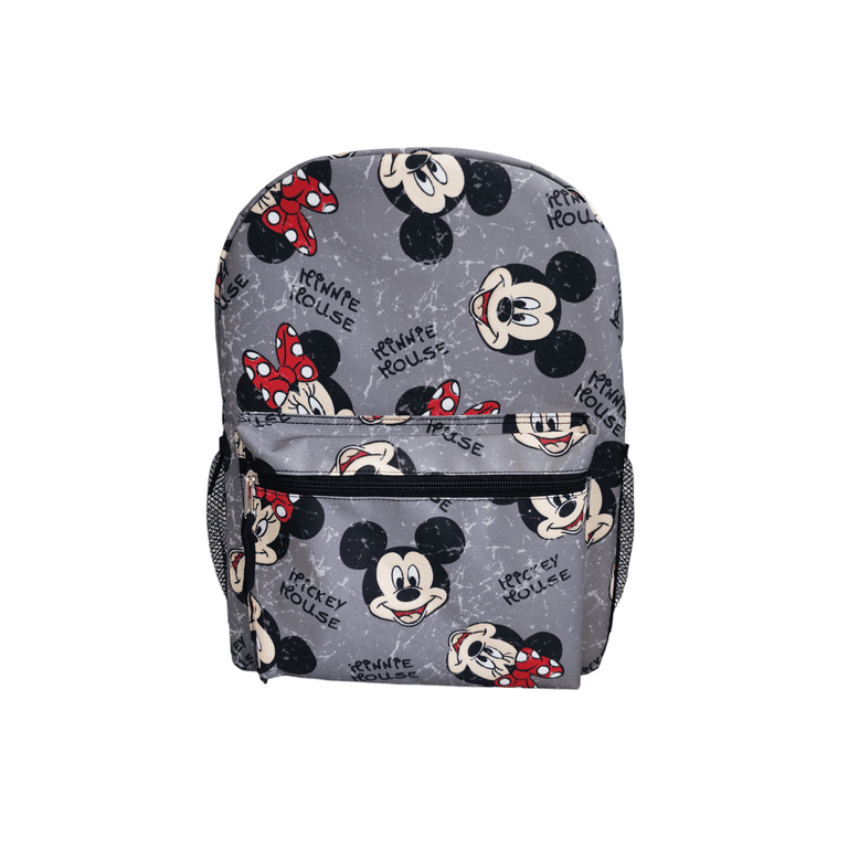 Disney Mickey u0026 Minnie Mouse All Over Print 16 Backpack - Grey -  Walmart.com