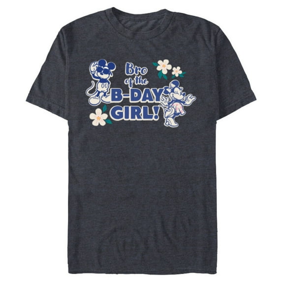 Disney Mickey & Minnie Mouse Birthday Bro of the B-Day Girl - Short Sleeve Blended T-Shirt for Adults - Customized-Navy Heather