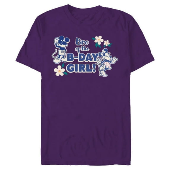 Disney Mickey & Minnie Mouse Birthday Bro of the B-Day Girl - Short Sleeve Blended T-Shirt for Adults - Customized-Purple