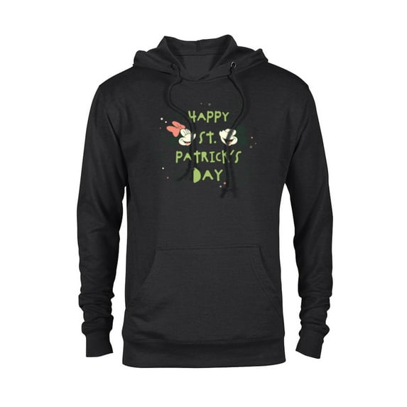 Disney Mickey & Minnie Mouse Clovers Happy St Patrick’s Day - Pullover Hoodie for Adults - Customized-Black