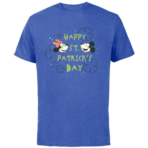 Disney Mickey & Minnie Mouse Clovers Happy St Patrick’s Day - Short Sleeve Cotton T-Shirt for Adults - Customized-Royal Heather
